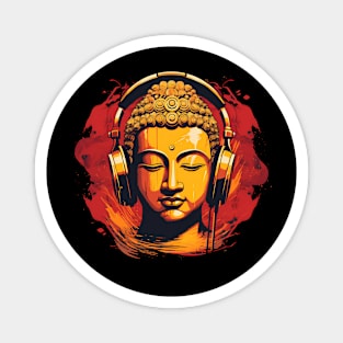 Buddha Beats - Buddha with headphones on Magnet